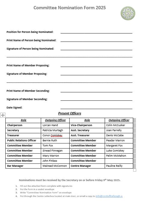 CRCA AGM Nomination Form 2025