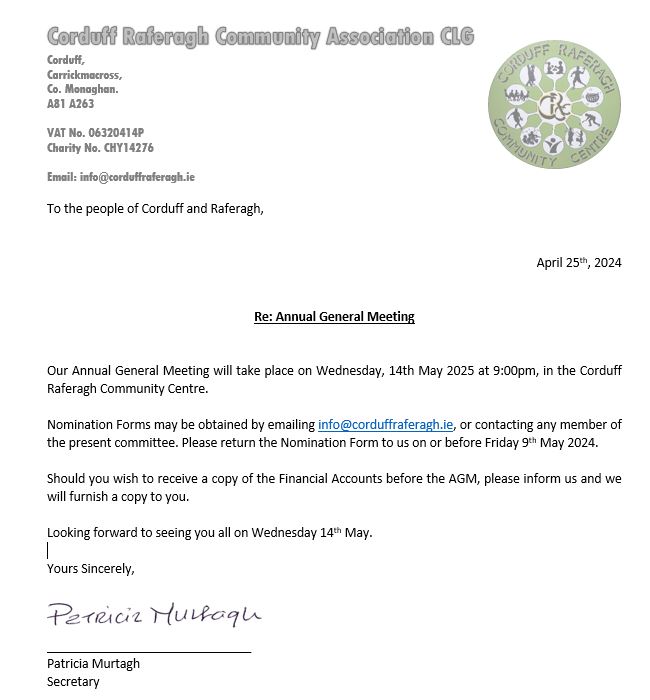 CRCA AGM Notice Letter 2025
