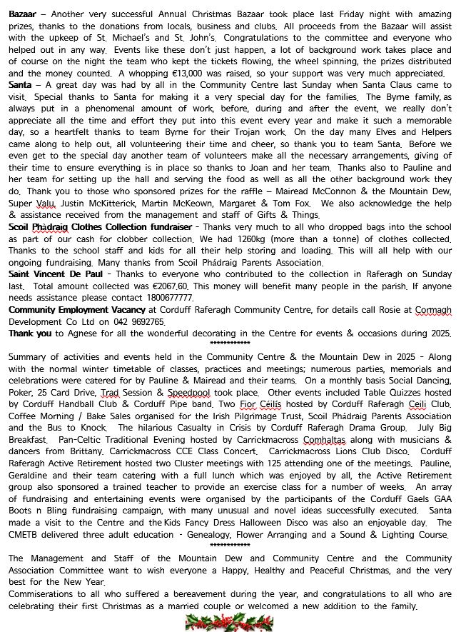 Corduff Raferagh Community Bulletin 19.12.2025 02