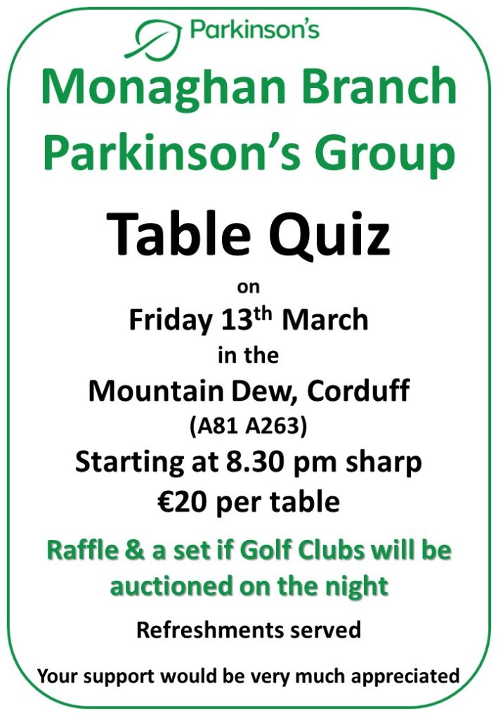 Parkinson's Table Quiz 13 03.2026